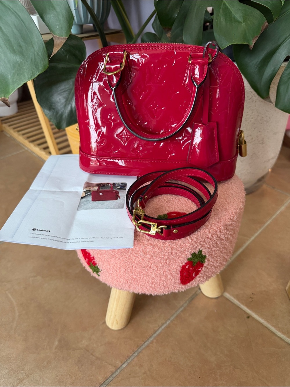 Patent Leather Dome Satchel – Red